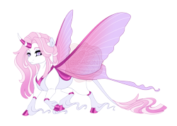 Size: 4600x3280 | Tagged: safe, artist:gigason, oc, oc only, oc:mealybug, changepony, hybrid, g4, adoptable, body markings, butterfly wings, carapace, cloven hooves, colored, colored eyebrows, colored hooves, colored horn, colored pinnae, colored wings, eye markings, eyebrows, eyebrows visible through hair, eyelashes, flat colors, frown, girly, gradient eyes, gradient mane, gradient tail, hooves, horn, hybrid oc, insect wings, interspecies offspring, leg markings, leonine tail, lidded eyes, long fetlocks, long mane male, long tail, looking back, looking down, male, male oc, obtrusive watermark, offspring, parent:lily lace, parent:oc, parent:oc:kalmii, parents:canon x oc, pink hooves, pink wings, purple eyes, purple sclera, raised hoof, raised leg, shiny hooves, shiny horn, simple background, solo, spread wings, stallion, stallion oc, standing on two hooves, striped mane, striped tail, tail, thin tail, three quarter view, transparent background, two toned horn, wall of tags, watermark, wavy mane, wavy tail, white body, white changeling, wings