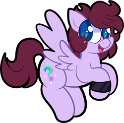 Size: 1578x1568 | Tagged: safe, artist:saveraedae, oc, oc only, oc:markey malarkey, pegasus, crossover, flying, looking at you, male, open mouth, ponified, purple fur, simple background, solo, teal eyes, the mark side, transparent background, wristband