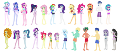 Size: 3244x1402 | Tagged: safe, artist:jacob-van-antwerp, adagio dazzle, alumnus shining armor, apple bloom, applejack, aria blaze, dean cadance, dj pon-3, flash sentry, fluttershy, maud pie, octavia melody, pinkie pie, princess cadance, princess celestia, princess luna, principal celestia, rainbow dash, rarity, sci-twi, scootaloo, shining armor, sonata dusk, starlight glimmer, sweetie belle, timber spruce, trixie, twilight sparkle, vice principal luna, vinyl scratch, zephyr breeze, human, equestria girls, g4, base, base used, belly, belly button, bikini, clothes, cutie mark crusaders, denim, denim shorts, equestria girls-ified, glasses, humane five, humane six, one-piece swimsuit, shorts, simple background, swimsuit, the dazzlings, white background