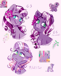 Size: 2000x2476 | Tagged: safe, artist:soniana_draws, wysteria, earth pony, a charming birthday, g3, g5, the princess promenade, alternate hairstyle, braid, female, flower, flower in hair, g3 to g5, generation leap, looking at you, mare, wysteriadorable