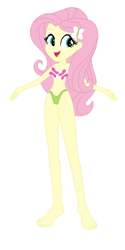 Size: 308x618 | Tagged: safe, artist:jacob-van-antwerp, fluttershy, human, equestria girls, g4, barefoot, base used, belly, belly button, bikini, clothes, feet, female, simple background, solo, swimsuit, white background