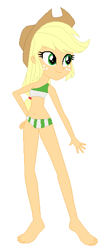 Size: 242x560 | Tagged: safe, artist:jacob-van-antwerp, applejack, human, equestria girls, g4, barefoot, base used, belly, belly button, bikini, clothes, feet, female, simple background, solo, sports bikini, sports bra, sports panties, sports swimsuit, swimsuit, white background