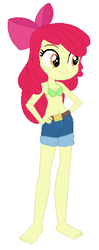 Size: 193x489 | Tagged: safe, artist:jacob-van-antwerp, apple bloom, human, equestria girls, g4, base used, belly, belly button, bikini, clothes, denim, denim shorts, female, shorts, simple background, solo, swimsuit, white background