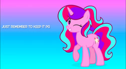 Size: 1170x642 | Tagged: safe, artist:jhayarr23, artist:oblivionfall, oc, oc only, oc:artstar, oc:sophia mei, pony, unicorn, gradient background, horn, solo