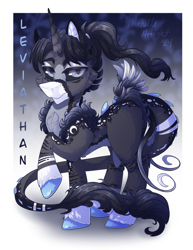 Size: 900x1165 | Tagged: safe, artist:mychelle, oc, oc only, oc:leviathan, pony, unicorn, horn, male, solo, stallion