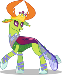 Size: 943x1134 | Tagged: safe, artist:byteslice, thorax, changedling, changeling, g4, .svg available, clothes, ear piercing, earring, jewelry, king thorax, male, piercing, regalia, simple background, solo, svg, tiara, transparent background, vector