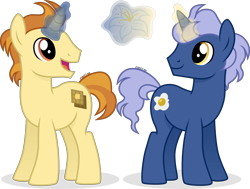 Size: 2948x2224 | Tagged: safe, artist:cirillaq, golden crust, midnight snack (g4), pony, unicorn, g4, duo, duo male, flower, friendship student, horn, magic, male, simple background, stallion, transparent background, vector