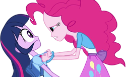 Size: 4113x2520 | Tagged: safe, edit, edited screencap, editor:homersimpson1983, screencap, pinkie pie, twilight sparkle, human, equestria girls, g4, background removed, duo, duo female, female, not a vector, simple background, transparent background