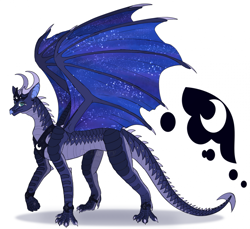 Size: 2005x1837 | Tagged: safe, artist:lightry, princess luna, dragon, hybrid, g4, dragonified, female, lunadragon, nightwing (wings of fire), simple background, skywing, smiling, solo, species swap, white background, wings of fire (book series)