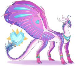 Size: 964x829 | Tagged: safe, artist:lightry, princess flurry heart, dragon, hybrid, icewing, silkwing, g4, dragonified, simple background, solo, species swap, white background, wings of fire (book series)