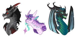 Size: 1280x619 | Tagged: safe, artist:lightry, king sombra, queen chrysalis, starlight glimmer, dragon, g4, simple background, trio, white background, wings of fire (book series)