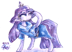 Size: 8508x6144 | Tagged: safe, artist:mannybcadavera, maud pie, earth pony, pony, g4, absurd file size, absurd resolution, female, helmet, looking up, mare, pickelhaube, simple background, solo, traditional art, watercolor painting, white background