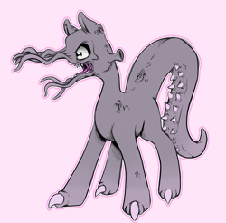 Size: 1853x1823 | Tagged: safe, artist:smirk, oc, oc only, monster pony, simple background, snarling, solo, teeth, tentacles