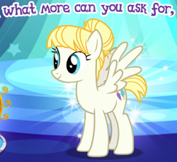 Size: 316x290 | Tagged: safe, gameloft, summer breeze, pegasus, pony, g4, my little pony: magic princess, cropped, english, female, friendship student, mare, meme, solo, text, wow! glimmer