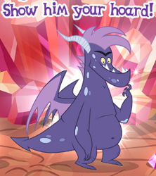 Size: 268x302 | Tagged: safe, gameloft, vex, dragon, g4, my little pony: magic princess, background dragon, cropped, english, male, meme, solo, teenaged dragon, text, wow! glimmer