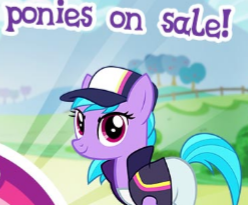 Size: 248x205 | Tagged: safe, gameloft, azure velour, earth pony, pony, g4, my little pony: magic princess, cap, clothes, cropped, english, female, hat, jacket, looking at you, mare, meme, outdoors, picture for breezies, shirt, smiling, smiling at you, solo, text, tomboy, wow! glimmer