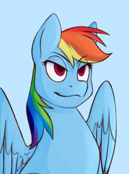 Size: 520x700 | Tagged: safe, artist:bunnyshrubby, rainbow dash, pegasus, equestria at war mod, g4, bust, portrait, simple background, solo, wings