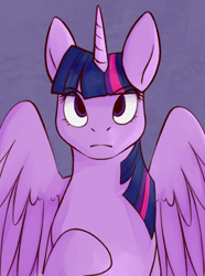 Size: 520x700 | Tagged: safe, artist:bunnyshrubby, twilight sparkle, alicorn, equestria at war mod, g4, bust, horn, portrait, raised hoof, solo, twilight sparkle (alicorn), wings