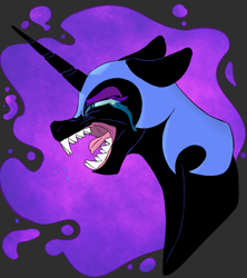 Size: 3007x3388 | Tagged: safe, artist:2hrnap, nightmare moon, g4, bust, crying, portrait, sharp teeth, teeth