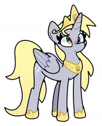 Size: 1530x1884 | Tagged: safe, artist:kindakismet, derpy hooves, alicorn, pony, g4, alicornified, crown, derpicorn, jewelry, princess derpy, race swap, regalia, simple background, smiling, solo, white background