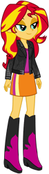 Size: 509x1800 | Tagged: safe, artist:qbert2kcat, sunset shimmer, human, equestria girls, g4, boots, clothes, high heel boots, jacket, shirt, shoes, simple background, skirt, solo, transparent background