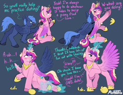 Size: 1760x1360 | Tagged: safe, artist:miramore, princess cadance, oc, oc:appleody, alicorn, hippogriff, pony, g4, blushing, body control, commission, consensual, crown, eye color change, jewelry, magic, ponysuit, possession, raised hoof, regalia, spread wings, thought bubble, transformation, unzipped, unzipping, wings, zipper