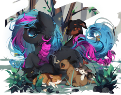 Size: 3000x2347 | Tagged: safe, artist:kefirro7, oc, oc:obabscribbler, earth pony, pony, animal, blue eyes, cheek fluff, chest fluff, digital art, ear fluff, earth pony oc, female, full body, grass, looking at you, lying down, mare, smiling, unshorn fetlocks