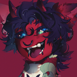 Size: 2500x2500 | Tagged: safe, artist:kefirro7, oc, oc only, pony, cheek fluff, digital art, ear fluff, fangs, horns, icon, male, nose piercing, nose ring, piercing, tattoo, tongue out