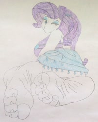 Size: 1884x2340 | Tagged: safe, artist:cyborg-steve, artist:rali-arts, edit, rarity, human, equestria girls, g4, feet, fetish, foot fetish, foot focus, solo, trace, traditional art