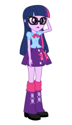 Size: 620x1080 | Tagged: safe, artist:cwt10101, twilight sparkle, human, equestria girls, g4, accessory swap, clothes, cropped, female, glasses, pleated skirt, shoes, simple background, skirt, solo, transparent background