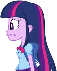 Size: 2027x2520 | Tagged: safe, edit, edited screencap, editor:mrtoonlover83, screencap, twilight sparkle, human, equestria girls, g4, background removed, backpack, female, nervous, not a vector, simple background, solo, transparent background