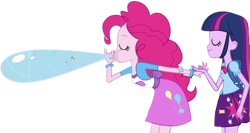 Size: 4478x2377 | Tagged: safe, edit, edited screencap, editor:homersimpson1983, screencap, pinkie pie, twilight sparkle, human, equestria girls, g4, background removed, duo, duo female, female, not a vector, simple background, transparent background