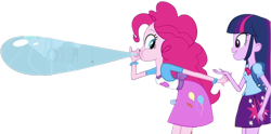 Size: 4487x2223 | Tagged: safe, edit, edited screencap, editor:homersimpson1983, screencap, pinkie pie, twilight sparkle, human, equestria girls, g4, background removed, balloon, duo, duo female, female, not a vector, simple background, solo, transparent background