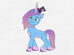 Size: 5464x4096 | Tagged: safe, artist:felisamafeles, misty brightdawn, pony, unicorn, g5, bowtie, cape, clothes, costume, cute, digital art, female, hat, horn, magician, magician outfit, mare, mistybetes, necktie, nightmare night costume, rebirth misty, smiling, solo, the great and powerful misty, top hat