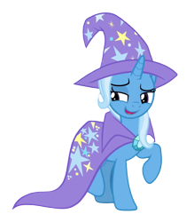 Size: 813x968 | Tagged: safe, edit, edited screencap, editor:marefieber, screencap, vector edit, trixie, pony, unicorn, a matter of principals, g4, season 8, cape, clothes, female, hat, horn, looking sideways, mare, png, raised hoof, raised leg, robe, simple background, smiling, smug, solo, stars, transparent background, trixie's cape, trixie's hat, vector, wizard hat, wizard robe