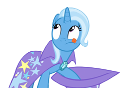 Size: 1410x987 | Tagged: safe, edit, edited screencap, editor:marefieber, screencap, vector edit, trixie, pony, unicorn, a matter of principals, g4, season 8, cape, clothes, concentrating, female, hat, horn, looking up, magic trick, mare, png, pulling out, robe, simple background, solo, stars, tongue out, transparent background, trixie's cape, trixie's hat, vector, wizard hat, wizard robe