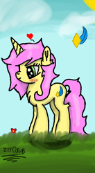 Size: 384x703 | Tagged: safe, artist:zer0sub, oc, unicorn, digital art, grass, horn, outdoors, pink mane