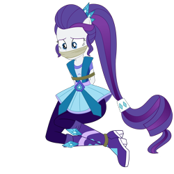 Size: 2500x2500 | Tagged: safe, artist:nie-martw-sie-o-mnie, rarity, human, equestria girls, g4, my little pony equestria girls: legend of everfree, bondage, bound and gagged, cloth gag, crystal guardian, female, femsub, gag, rarisub, rope, rope bondage, simple background, solo, submissive, transparent background