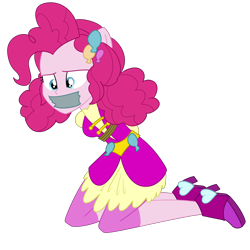 Size: 2000x2000 | Tagged: safe, artist:nie-martw-sie-o-mnie, pinkie pie, human, equestria girls, g4, my little pony equestria girls: legend of everfree, bondage, crystal guardian, female, femsub, gag, high heels, kneeling, pinkiesub, rope, rope bondage, shoes, simple background, solo, submissive, tape, tape gag, transparent background