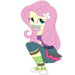 Size: 2000x2000 | Tagged: safe, artist:nie-martw-sie-o-mnie, fluttershy, human, equestria girls, equestria girls specials, g4, my little pony equestria girls: dance magic, arm behind back, bondage, bound and gagged, butterfly hairpin, female, femsub, fluttersub, gag, rope, rope bondage, simple background, solo, street ballet tutu, submissive, tape, tape gag, transparent background