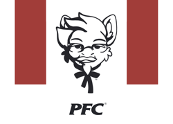 Size: 2000x1432 | Tagged: safe, artist:dorkmark, pony, colonel sanders, kfc, logo, logo parody, simple background