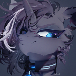 Size: 2500x2500 | Tagged: safe, artist:kefirro7, oc, oc only, pony, unicorn, blue eyes, cheek fluff, collar, digital art, ear fluff, horn, icon, male, solo