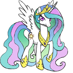 Size: 1024x1024 | Tagged: safe, artist:dawn-sparkle06, princess celestia, alicorn, pony, g4, 2012, artifact, female, looking at you, mare, raised hoof, simple background, smiling, solo, spread wings, white background, wings