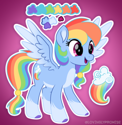 Size: 2000x2059 | Tagged: safe, artist:lovinglypromise, part of a set, rainbow dash, pony, g4, alternate cutie mark, alternate design, cloven hooves, gradient background, solo