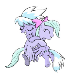 Size: 1024x1024 | Tagged: safe, artist:dawn-sparkle06, cloudchaser, flitter, pegasus, pony, g4, 2012, artifact, duo, duo female, female, hug, mare, simple background, white background