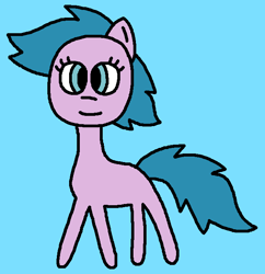 Size: 648x669 | Tagged: safe, artist:the-rainbow-nigga420, baby half note, earth pony, pony, g1, g4, baby, baby hawwlf note, baby pony, blue background, closed mouth, cute, female, filly, foal, g1 to g4, generation leap, light blue background, mare, ms paint, simple background, smiling, solo