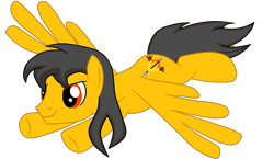 Size: 2146x1248 | Tagged: safe, artist:gmaplay, oc, oc only, oc:saint rider, fly, insect, pegasus, pony, flying, simple background, solo, spread wings, transparent background, wings