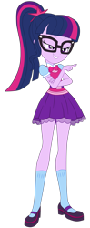 Size: 2267x5700 | Tagged: safe, artist:gmaplay, sci-twi, twilight sparkle, equestria girls, g4, adorasexy, bedroom eyes, clothes, cute, palindrome get, purple skirt, sci-twi outfits, sexy, simple background, skirt, solo, transparent background