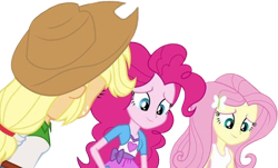 Size: 4180x2520 | Tagged: safe, edit, edited screencap, editor:mrtoonlover83, screencap, applejack, fluttershy, pinkie pie, human, equestria girls, g4, background removed, female, not a vector, simple background, transparent background, trio, trio female