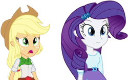 Size: 4014x2520 | Tagged: safe, edit, edited screencap, editor:homersimpson1983, screencap, applejack, rarity, human, equestria girls, g4, background removed, duo, duo female, female, not a vector, simple background, transparent background